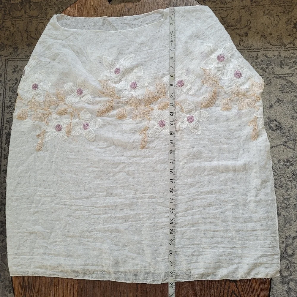 Memories Fashion Ivory Swim Cover Up Poncho with Floral Embroidery One Size